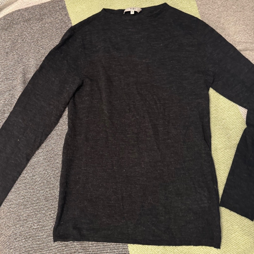 Tibi Charcoal Crew Neck Sweater